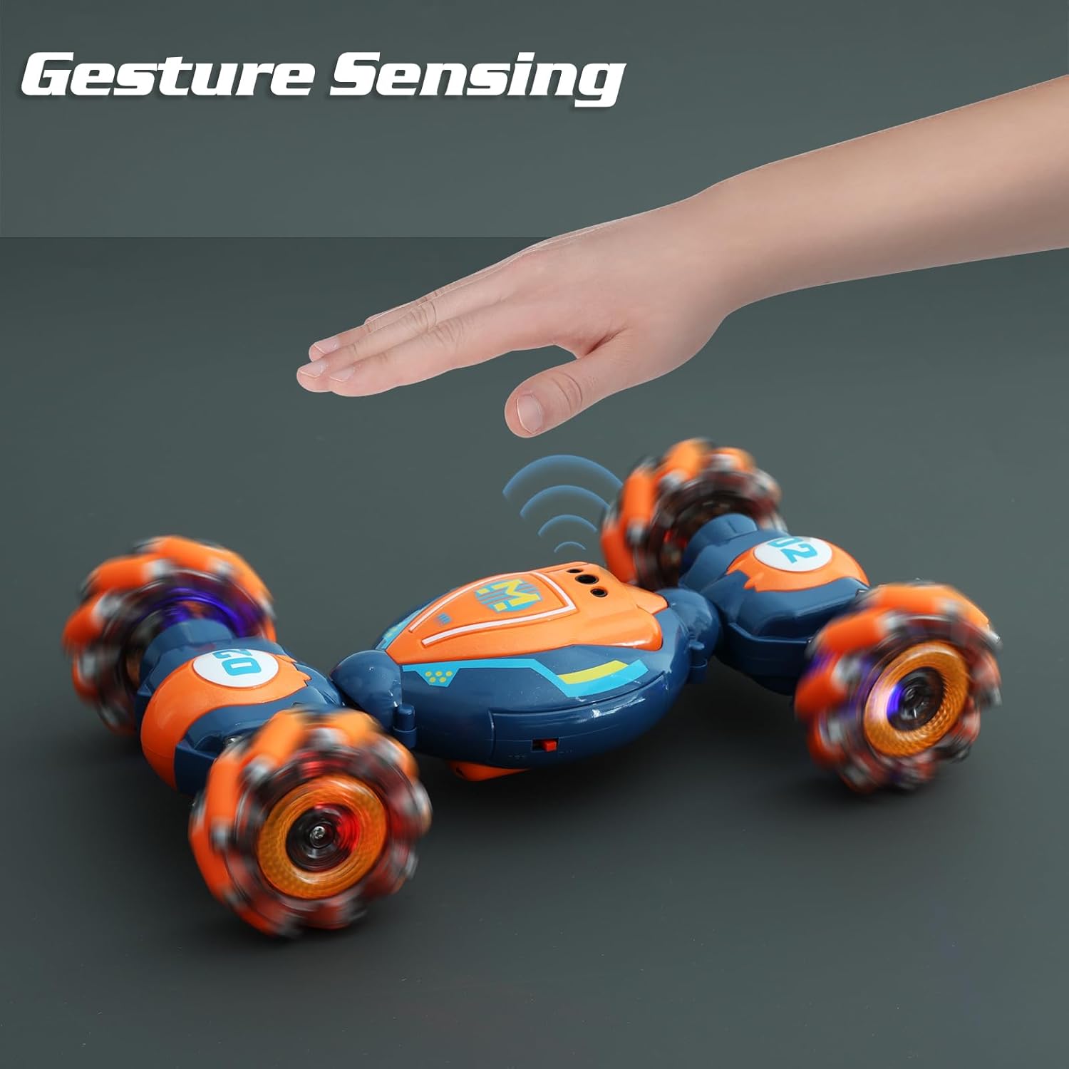 QXHOL Gesture-Sensing Stunt Car demonstrating intuitive hand gesture control for dynamic movement and fun play